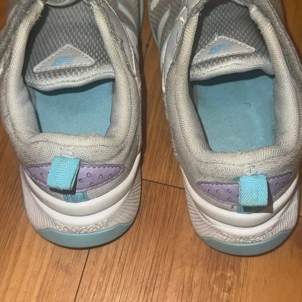 New Balance DynaSoft 545 Kids Size 2 Gray Lilac Blue Running Shoes Sneakers